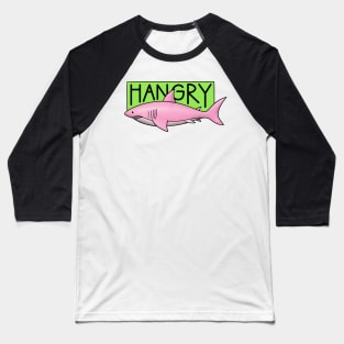 Hangry Shark Pink Baseball T-Shirt